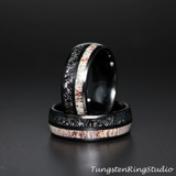 Meteorite Deer Antler Black Tungsten Ring