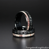 Meteorite Deer Antler Black Tungsten Ring