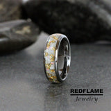 Gold Leaf Foil Rainbow Moonstone Tungsten Ring- Custom Order