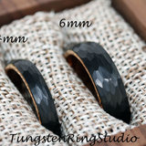 Hammered Black Rose Gold Tungsten Carbide Ring 2 mm 4 mm 6 mm 8 mm