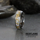 Gold Leaf Foil Rainbow Moonstone Tungsten Ring- Custom Order