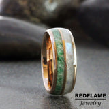 Emerald Rainbow Moonstone Tungsten Ring- Custom Order