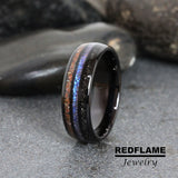 Meteorite Alexandrite Dinosaur Bone Tungsten Ring- Custom Order