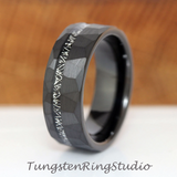 Meteorite Hammered Black Tungsten Ring