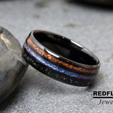 Meteorite Alexandrite Dinosaur Bone Tungsten Ring- Custom Order