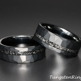 Meteorite Hammered Black Tungsten Ring