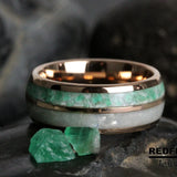 Emerald Rainbow Moonstone Tungsten Ring- Custom Order