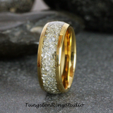 German Glass Yellow Gold Tungsten Ring 4mm 6mm 8mm