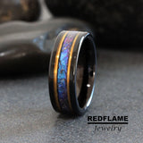 Alexandrite Crushed Flat Tungsten Ring- Custom Order