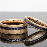 Meteorite Nebula hammered Rose Gold Tungsten Ring