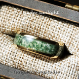 Moss Agate Polished Yellow Gold Tungsten Carbide Ring 4 mm 6 mm 8 mm