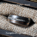 Black Rutilated Quartz Rose Gold Accent Tungsten Ring 5 mm 8 mm