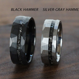 Meteorite Hammered Tungsten Carbide Ring