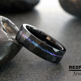 Alexandrite Crushed Hammered Tungsten Ring- Custom Order