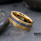 Alexandrite Crushed Gold Hammered Tungsten Ring- Custom Order