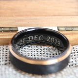 Deer Antler Whiskey Barrel Oak Wood Black Tungsten Ring