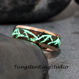 Mountain Glow Ring Koa Wood Tungsten Rose Gold Mens Ring Wood Glow Ring Rose Gold Yellow Gold Black Man Ring Women Ring