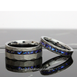 Meteorite Nebula Hammered Tungsten Ring 4 mm