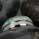 Emerald Rainbow Moonstone Tungsten Ring- Custom Order