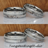 Meteorite Deer Antler Tungsten Ring Set