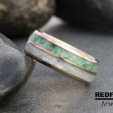 Emerald Rainbow Moonstone Tungsten Ring- Custom Order