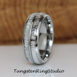 Meteorite Deer Antler Tungsten Ring