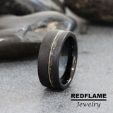 Gold Guitar String Meteorite Tungsten Ring- Custom Order