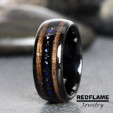 Walnut Wood Nebula Meteorite Tungsten Ring- Custom Order