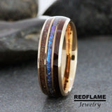 Alexandrite Dinosaur Bone Koa Wood Tungsten Ring- Custom Order