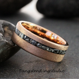 Meteorite  Rose gold Sandblasted Tungsten Carbide Ring