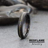 Gold Guitar String Meteorite Tungsten Ring- Custom Order