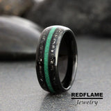 Green Malachite Meteorite Tungsten Ring- Custom Order