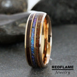 Alexandrite Dinosaur Bone Koa Wood Tungsten Ring- Custom Order