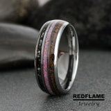 Meteorite Lavender Opal Dinosaur Bone Tungsten Ring- Custom Order