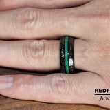 Green Malachite Meteorite Tungsten Ring- Custom Order