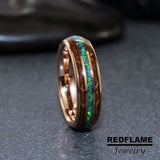 Blue Opal Whiskey Barrel Tungsten Ring- Custom Order