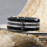 Your Own Guitar Bass Violon String and Deer Mule Antler Tungsten Ring- Custom Order