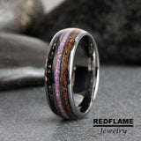 Meteorite Lavender Opal Dinosaur Bone Tungsten Ring- Custom Order