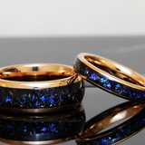 Meteorite Nebula Rose gold Tungsten Ring Set