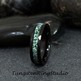 Moss Agate Ring Black Hammered Tungsten Ring 4mm 6mm 8mm