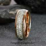 German Glass Rose Gold Tungsten Ring 4mm 6mm 8mm