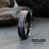 Alexandrite Crushed White Gold Stripe Tungsten Ring- Custom Order