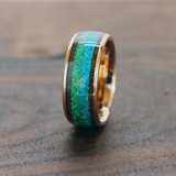 Opal Koa Wood Rose Gold Tungsten carbide Ring