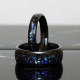 Meteorite Nebula Black Tungsten Ring Set