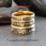 Gold Leaf Meteorite Tungsten Ring 4mm 6mm 8mm