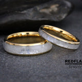 Rainbow Moonstone Gold Tungsten Ring- Custom Order