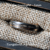 Black Rutilated Quartz Rose Gold Accent Tungsten Ring 5 mm 8 mm