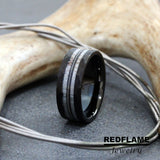 Your Own Guitar Bass Violon String and Deer Mule Antler Tungsten Ring- Custom Order