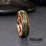 Blue Opal Whiskey Barrel Tungsten Ring- Custom Order