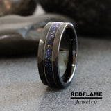 Double Guitar String Meteorite Nebula Tungsten Ring- Custom Order